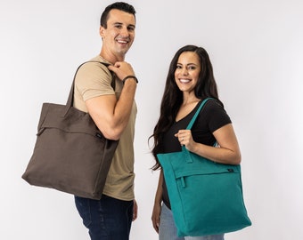 Work Bag | Canvas Tote Bag with computer compartment and pockets | Messenger Bag | Graduation Gifts | Work bag with compartments | Gifts