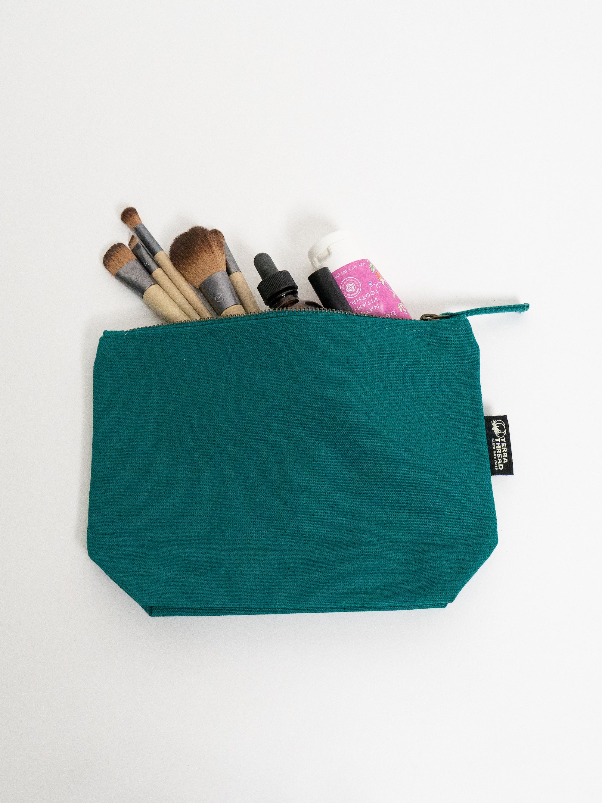Organic Cotton Zipper Pouch for Pencils, Makeup, and More