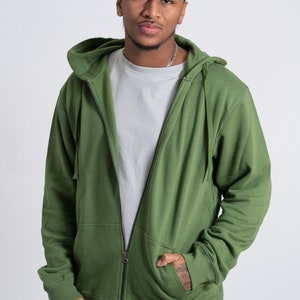 sage green zip up hoodie