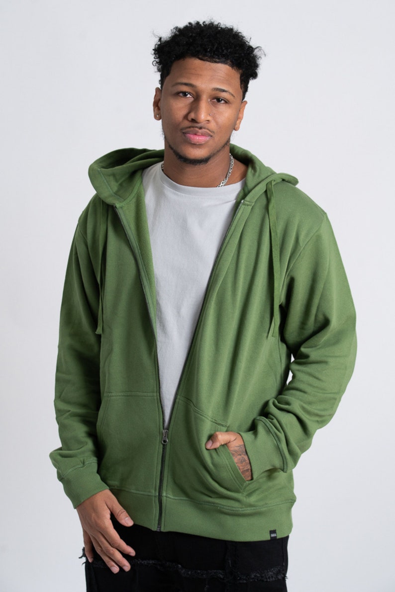 sage green zip up hoodie