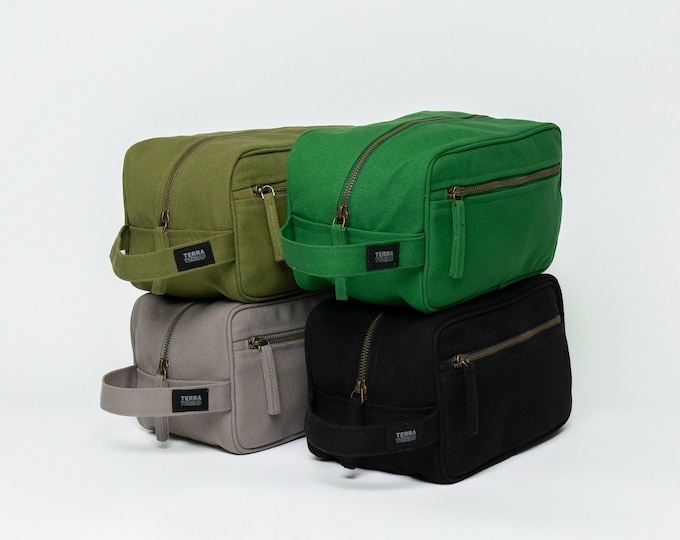 Organic Cotton Canvas Toiletry Bag: Fair Trade Travel Makeup Organizer