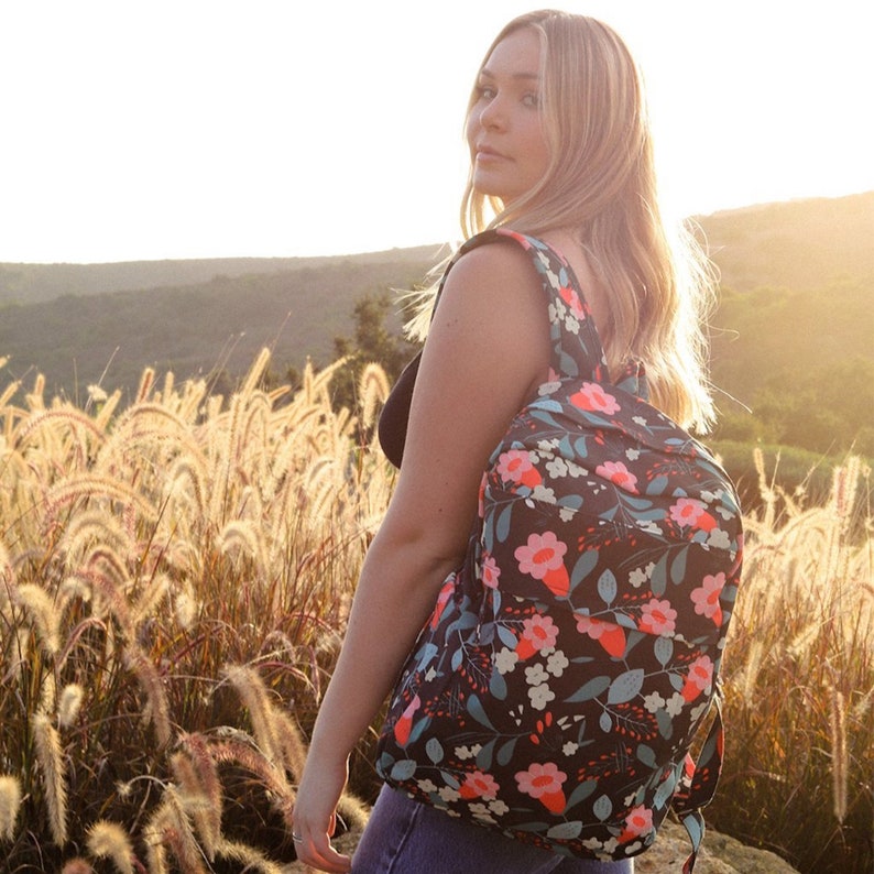 backpack with flowers