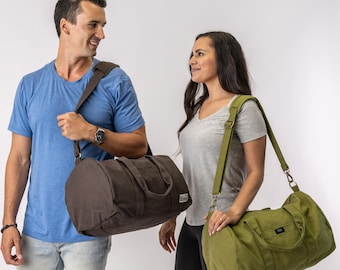 Organic Cotton Gym Duffle Bag: Fair Trade Unisex Travel Bag