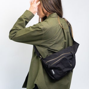 Vegan Sling Bag Sling Crossbody Bag Shoulder Bag Organic Cotton shoulder bag Unisex crossbody bag Hiking Crossbody Bag image 1