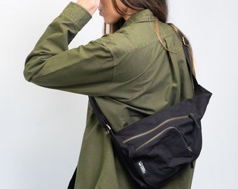 Organic Cotton Sling Crossbody Bag: Unisex Vegan Shoulder Bag