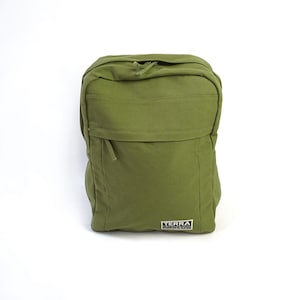olive green canvas backpack