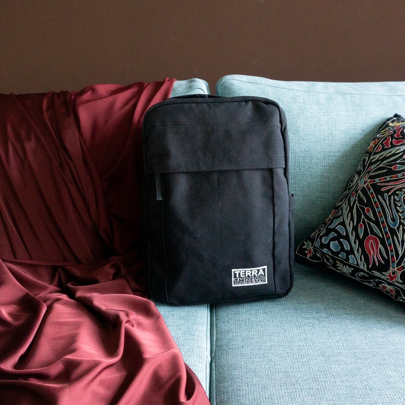 black cotton backpack