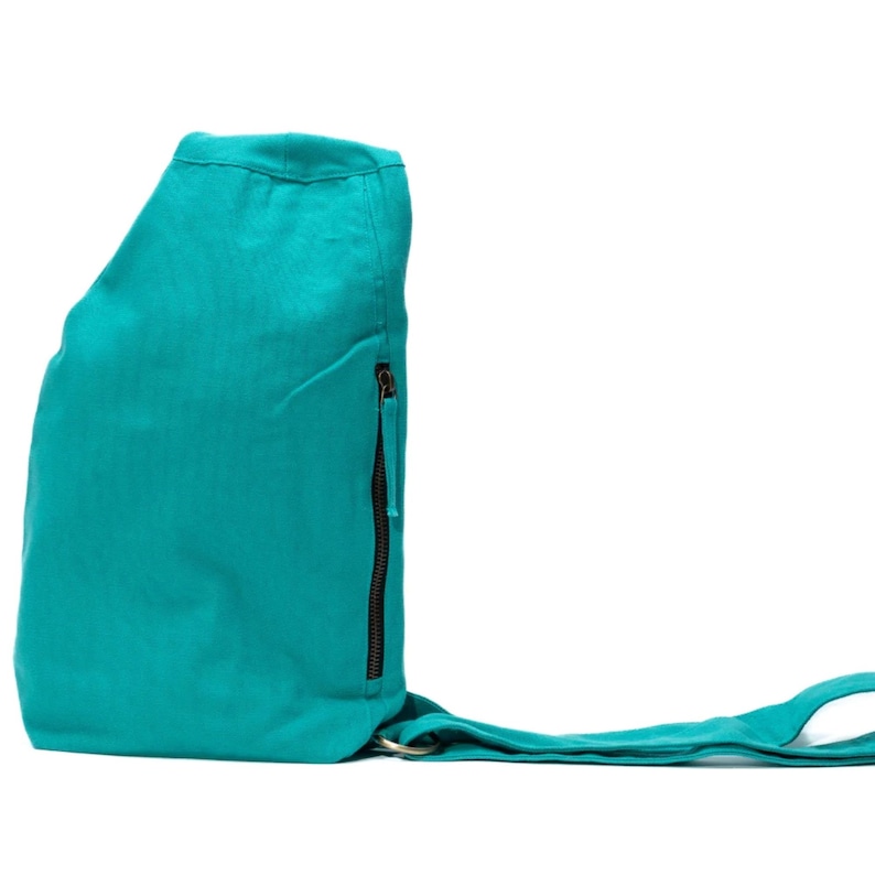 Vegan Sling Bag Sling Crossbody Bag Shoulder Bag Organic Cotton shoulder bag Unisex crossbody bag Hiking Crossbody Bag Aqua