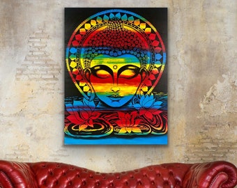 original handmade buddha contemporary acrylic painting , modern art , mediation art , wall decor  , Nitu arts