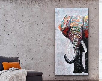 Abstract Elephant Painting ,  contemporary acrylic painting , handmade  , original art , Wall Decor