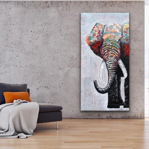 Abstract Elephant Painting , contemporary acrylic painting , handmade , original art , Wall Decor image 1