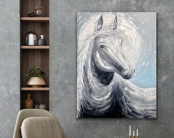 A Horse Original handmade abstract painting /  Horse Acrylic painting / Modern art / Wall Decor / Nitu Arts