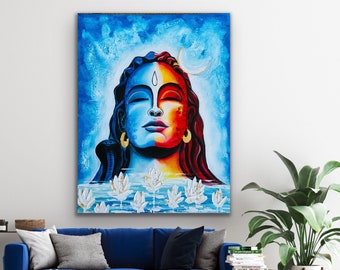 Lord Shiva original acrylic painting / Adiyogi  /Indian god painting / Original shiva painting / Mahadev / Figurative art / home decor