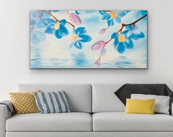 Original orchid oil painting / Contemporary artwork / Blue orchid / Wall decor /Original artwork / Handmade