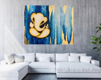 Lord Ganpati acrylic painting / Modern artwork / God Ganesha /  Original painting / Indian painting on canvas /Figurative Art / Nitu Arts