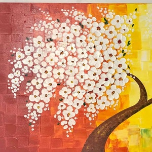 Contemporary cherry blossom Tree branch , Pallete knife painting , Acrylic medium , Wall decor image 3