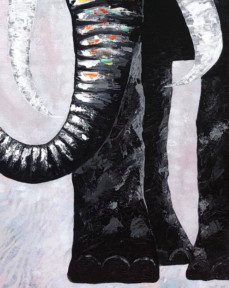 Abstract Elephant Painting , contemporary acrylic painting , handmade , original art , Wall Decor image 4