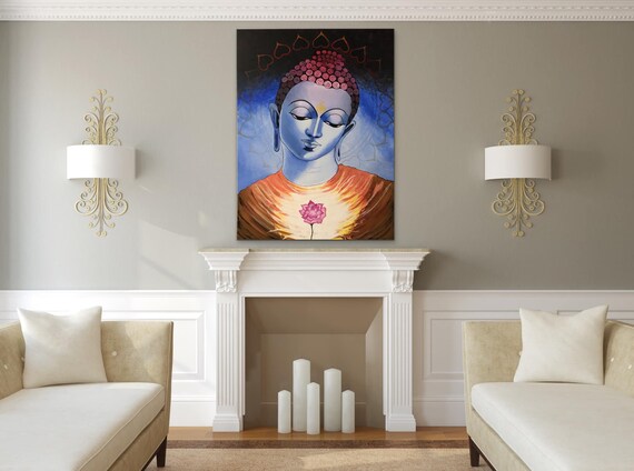 Original Handmade Buddha Contemporary Acrylic Painting , Modern