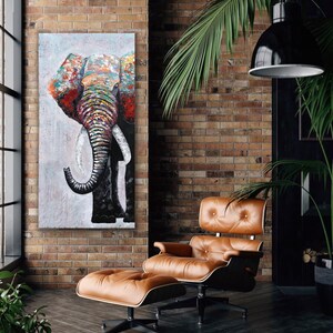 Abstract Elephant Painting , contemporary acrylic painting , handmade , original art , Wall Decor image 5