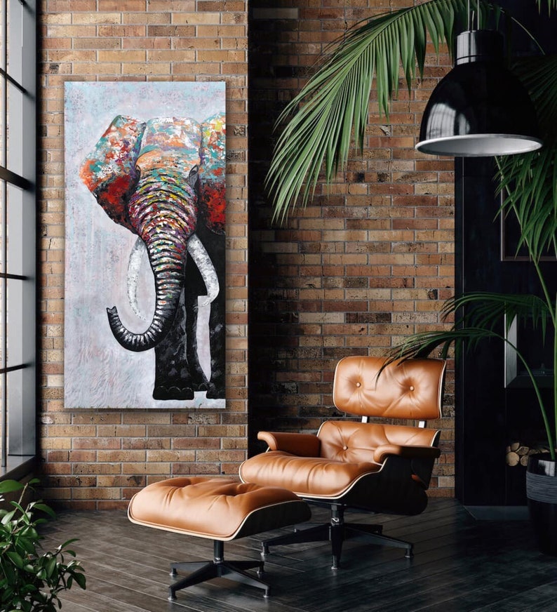 Abstract Elephant Painting , contemporary acrylic painting , handmade , original art , Wall Decor image 5