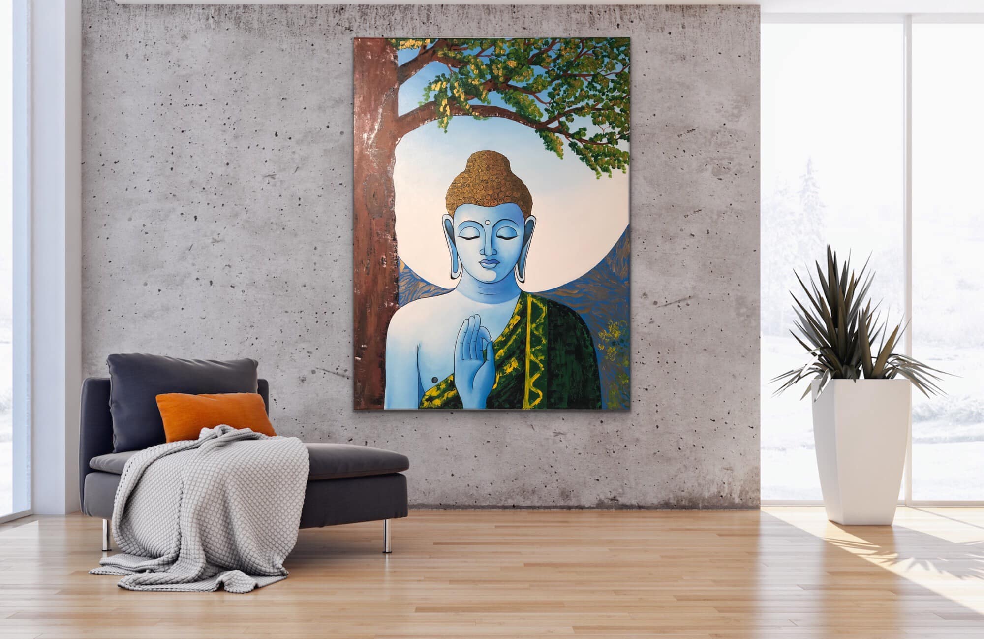 Modern Matte Buddha Acrylic Canvas Painting, Shape: Rectangular at Rs 4000  in Dhenkanal