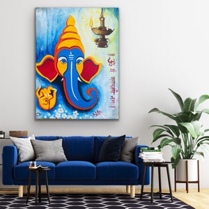 Lord Ganesha handmade contemporary abstract painting / Ganpati Artwork / Wall decor / Entryway decor / Indian God / Nitu Arts / original art imagem 2