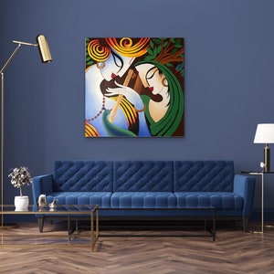 Contemporary Indian Radha Krishna painting , Indian decor , Hindu God Art , Contemporary art , Indian Painting , krishna painting image 7