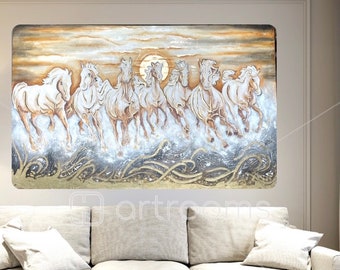 7 Running Horse Handmade original acrylic wall painting/ right / left direction / signifies power, success and growth/ white Horse / Art