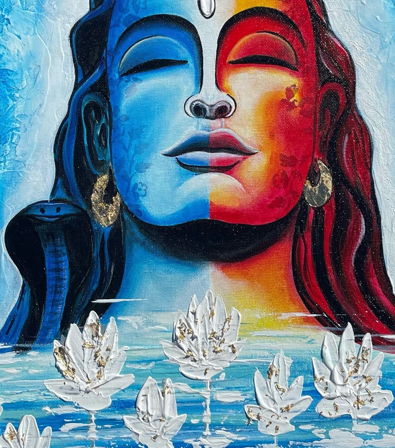 Lord Shiva original acrylic painting / Adiyogi /Indian god painting / Original shiva painting / Mahadev / Figurative art / home decor image 6