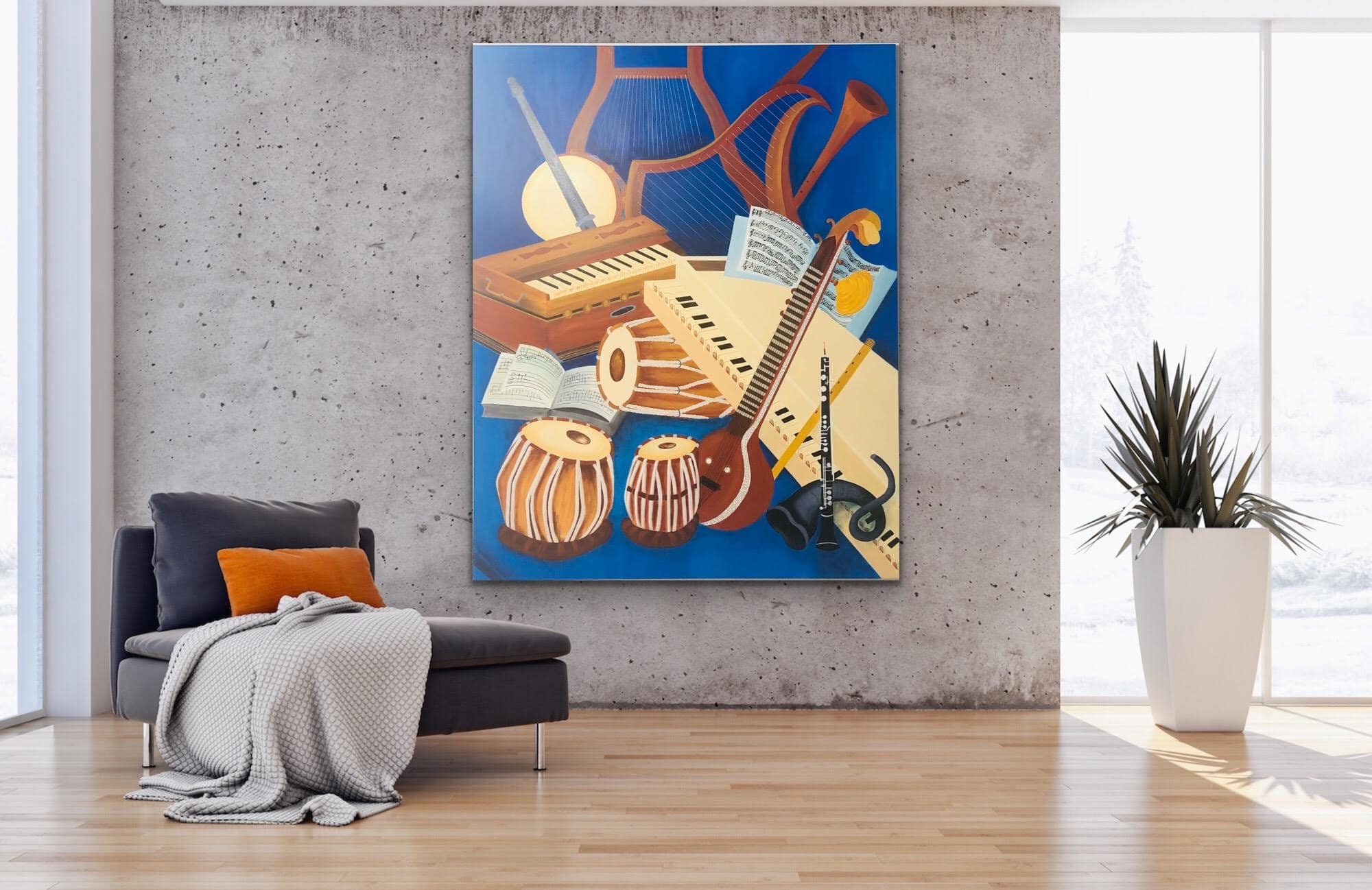 Original Acrylic Musical Instruments Painting / Wall Decor - Etsy