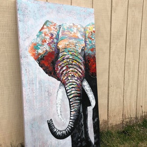 Abstract Elephant Painting , contemporary acrylic painting , handmade , original art , Wall Decor image 2