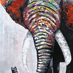 Abstract Elephant Painting , contemporary acrylic painting , handmade , original art , Wall Decor image 3