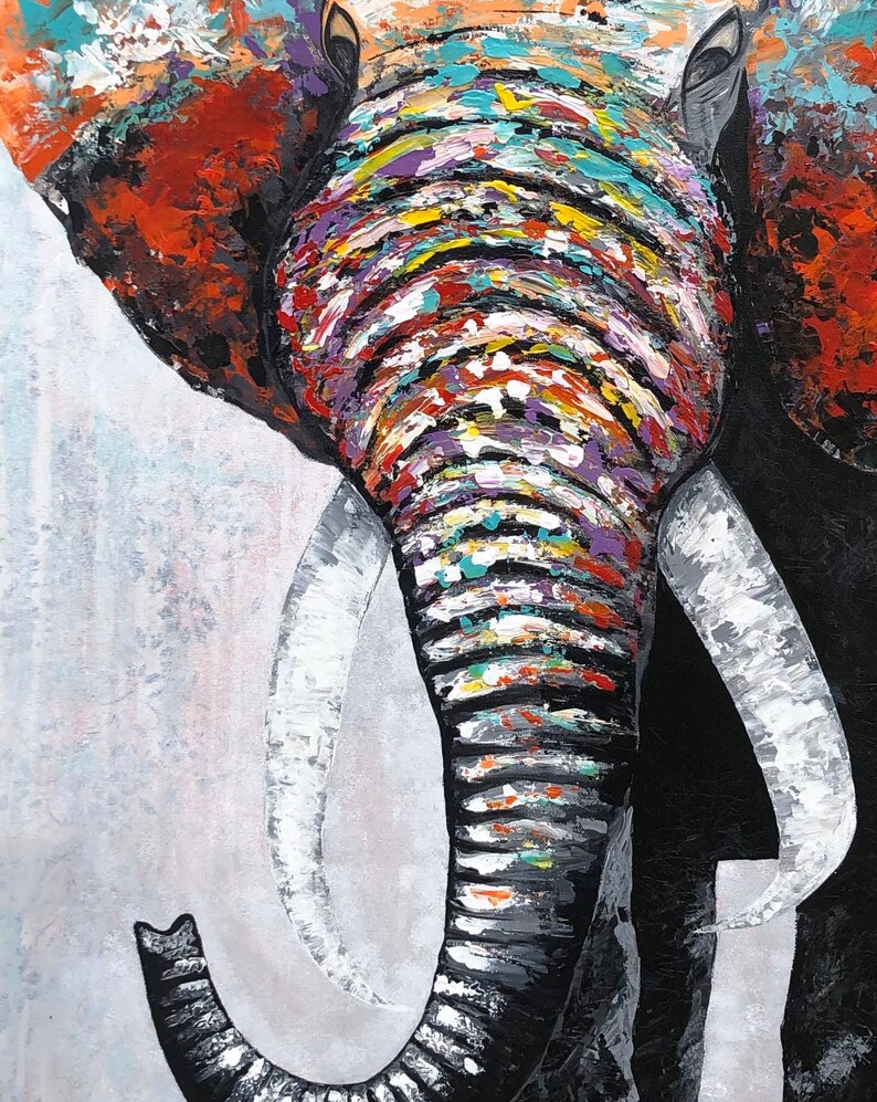 Abstract Elephant Painting , contemporary acrylic painting , handmade , original art , Wall Decor image 3