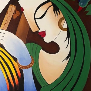 Contemporary Indian Radha Krishna painting , Indian decor , Hindu God Art , Contemporary art , Indian Painting , krishna painting image 5