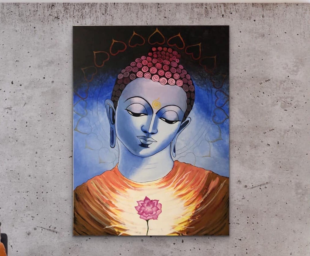 Original Handmade Buddha Contemporary Acrylic Painting , Modern