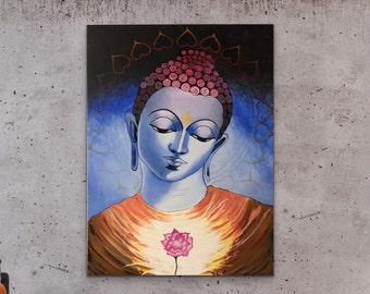 Original Handmade Buddha contemporary acrylic painting , Modern art , Mediation art , Wall decor  , Nitu arts