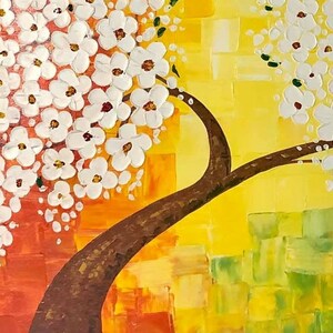 Contemporary cherry blossom Tree branch , Pallete knife painting , Acrylic medium , Wall decor image 4