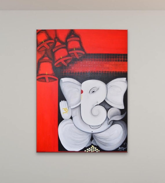 Ganesha acrylic painting on canvas deals