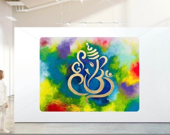 Modern abstract Ganpati acrylic painting / Wall Decor / Ganesha painting / Entryway decor / Modern Art / multi color gold Ganpati Painting