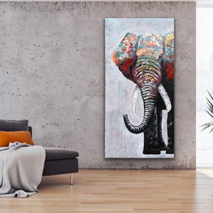 Abstract Elephant Painting , contemporary acrylic painting , handmade , original art , Wall Decor image 6