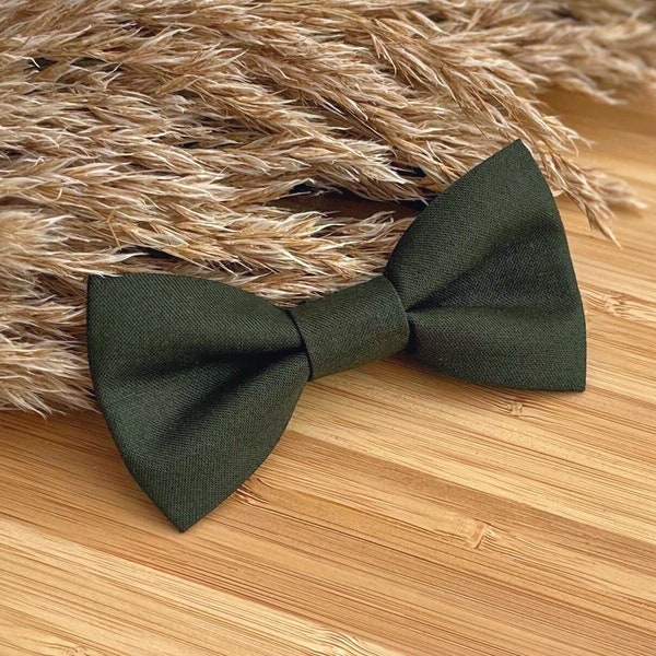 Dark Warm Green Bow Tie - Baby Toddler Boy Youth Teen Adult - Adjustable Neck Strap or Clip on Ties - Handmade Deep Forest Green Earth Tone