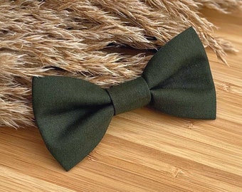 Dark Warm Green Bow Tie - Baby Toddler Boy Youth Teen Adult - Adjustable Neck Strap or Clip on Ties - Handmade Deep Forest Green Earth Tone