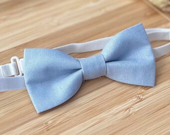 Dusty Blue Bow Tie - Baby Toddler Boy Youth Teen Adult - Adjustable Strap or Clip On - Handmade Wedding Party Graduation Kids Mens Bow Ties