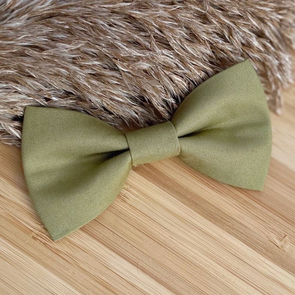 Green Bow Tie - Baby Toddler Boy Youth Teen Adult - Adjustable Neck Strap or Clip on - Kona Pea Green Sage - Earth Tone Rustic Earthy Tie