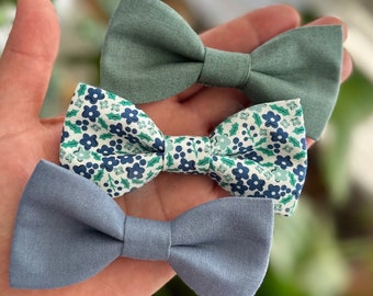 Green Blue Floral Boys Bow Tie - Baby Infant Toddler Boy Youth Teen Adult - Adjustable Neck Strap or Clip on - Wedding Graduation Party