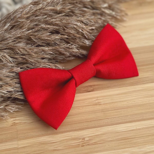 Bright Red Bow Tie - Baby Infant Toddler Boy Youth Teen Adult - Adjustable Neck Strap or Clip On - Handmade Wedding Graduation Kids Ties