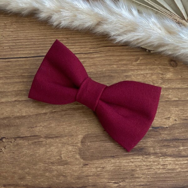 burgundy clip on bow tie