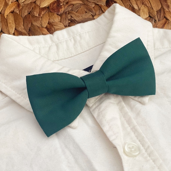 Dark Green Bow Tie  - Baby Toddler Boy Youth Teen Adult - Adjustable Neck Strap or Clip on - Handmade Deep Forest Green Earth Tone Ties