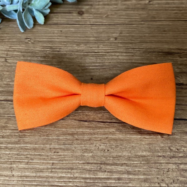 Orange Boys Bow Tie - Baby Infant Toddler Boy Youth - Adjustable Neck Strap or Clip on - Wedding Graduation Kids Party Event Fun Bright