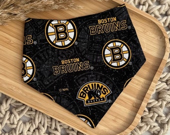 Boston Bruins NHL Baby Bandana Bib - Ice Hockey - Cotton Flannelette Double Snap Closure - Baby Shower Gifts Newborn Sports Hockey Fan Gift